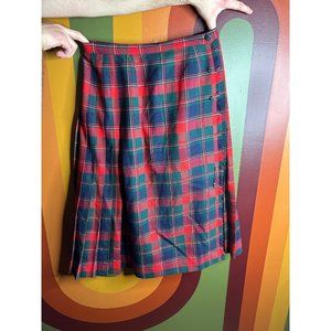 Vintage Plaid pure virgin Wool Tartan Skirt Al Jean of Canada Size 12 kilt